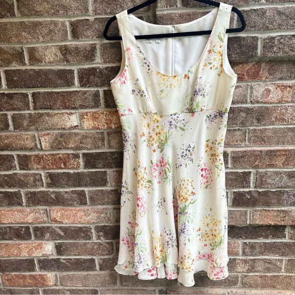 Kay Unger 100% Silk Floral Sleeveless Dress Size 12 with matching scarf - Picture 1 of 13
